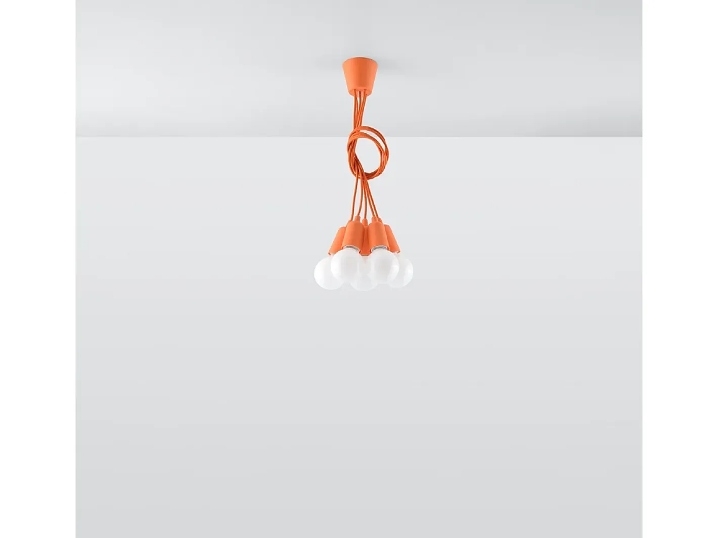 Sollux Lighting Lámparas colgantes Astis moderno de CLORURO DE POLIVINILO - 5 fuentes luminosas 3000K - L.25 x A.90 cm - Naranja Clearance
