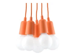 Sollux Lighting Lámparas colgantes Astis moderno de CLORURO DE POLIVINILO - 5 fuentes luminosas 3000K - L.25 x A.90 cm - Naranja Clearance