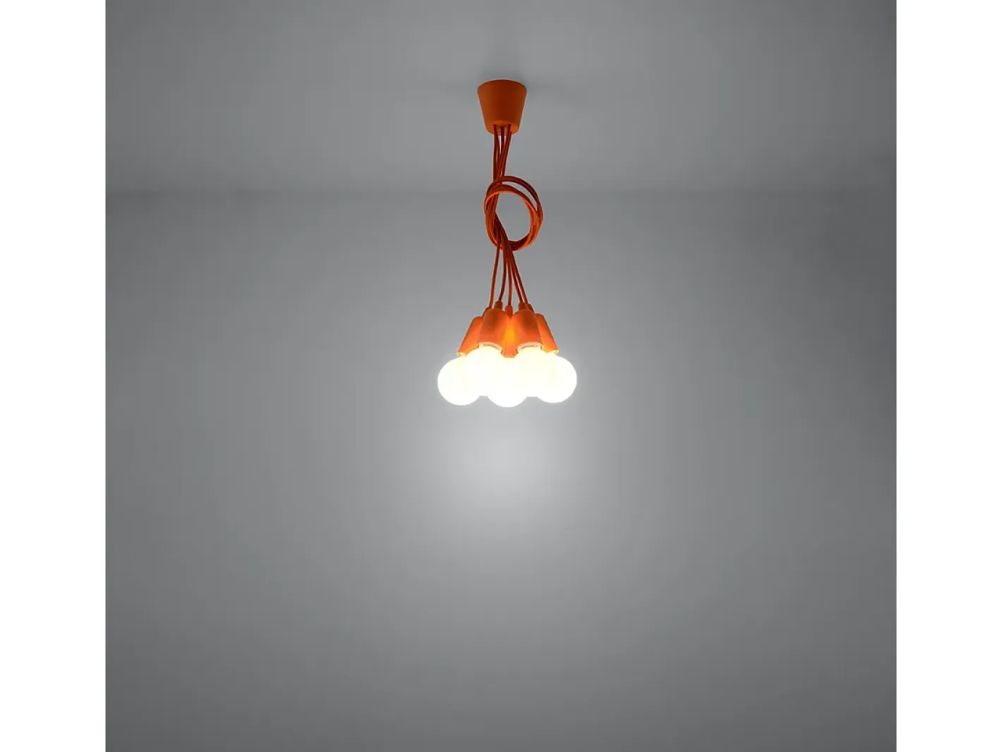 Sollux Lighting Lámparas colgantes Astis moderno de CLORURO DE POLIVINILO - 5 fuentes luminosas 3000K - L.25 x A.90 cm - Naranja Clearance