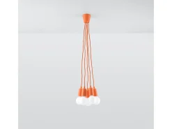 Sollux Lighting Lámparas colgantes Astis moderno de CLORURO DE POLIVINILO - 5 fuentes luminosas 3000K - L.25 x A.90 cm - Naranja Clearance