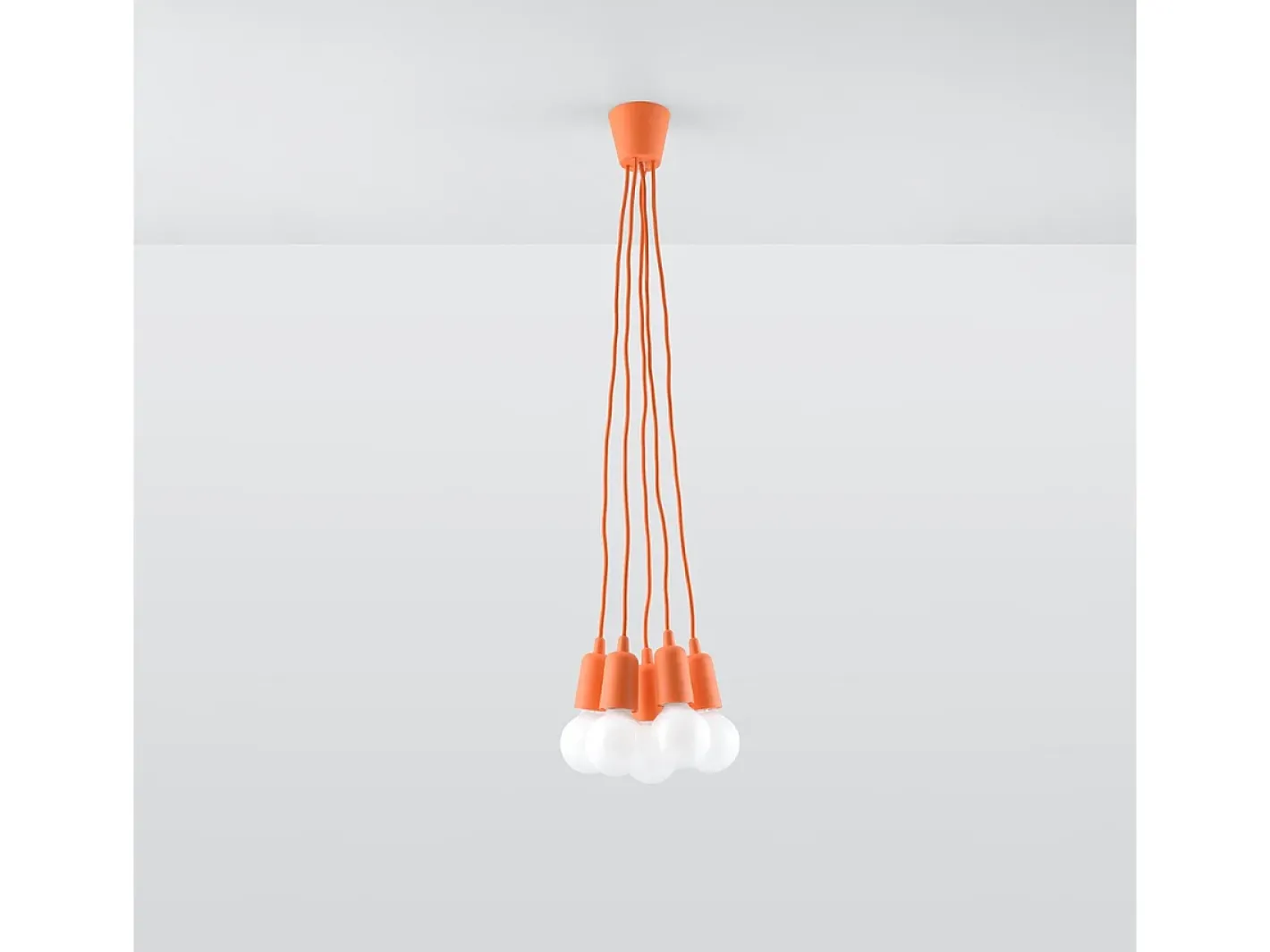 Sollux Lighting Lámparas colgantes Astis moderno de CLORURO DE POLIVINILO - 5 fuentes luminosas 3000K - L.25 x A.90 cm - Naranja Clearance