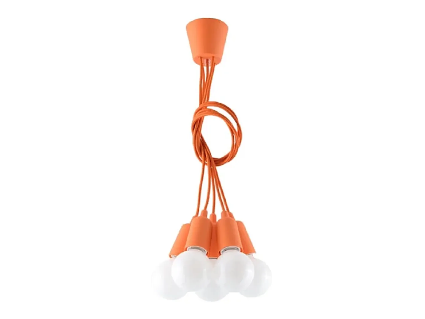 Sollux Lighting Lámparas colgantes Astis moderno de CLORURO DE POLIVINILO - 5 fuentes luminosas 3000K - L.25 x A.90 cm - Naranja Clearance