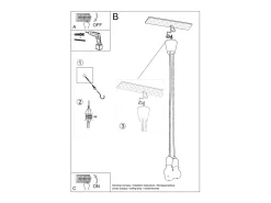 Sollux Lighting Lámpara Suspendida-Lámparas colgantes Astis moderno de CLORURO DE POLIVINILO - 3 fuentes luminosas 4000K - L.15 x A.90 cm - Naranja