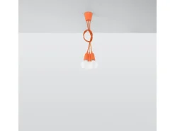 Sollux Lighting Lámpara Suspendida-Lámparas colgantes Astis moderno de CLORURO DE POLIVINILO - 3 fuentes luminosas 4000K - L.15 x A.90 cm - Naranja