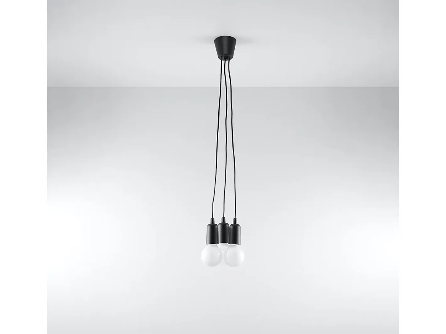 Sollux Lighting Lámparas colgantes Astis moderno de CLORURO DE POLIVINILO - 3 fuentes luminosas 3000K - L.15 x A.90 cm - Negro Hot