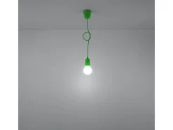 Sollux Lighting Lámparas colgantes Astis moderno de CLORURO DE POLIVINILO - 1 fuentes luminosas 3000K - L.9 x A.90 cm - Verde Outlet
