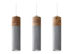 Sollux Lighting Lámpara Suspendida-Lámparas colgantes Avier industrial de betoNo aplicablerewno - 3 fuentes luminosas 3000K - L.45 x A.120 cm - /madera natural Gris