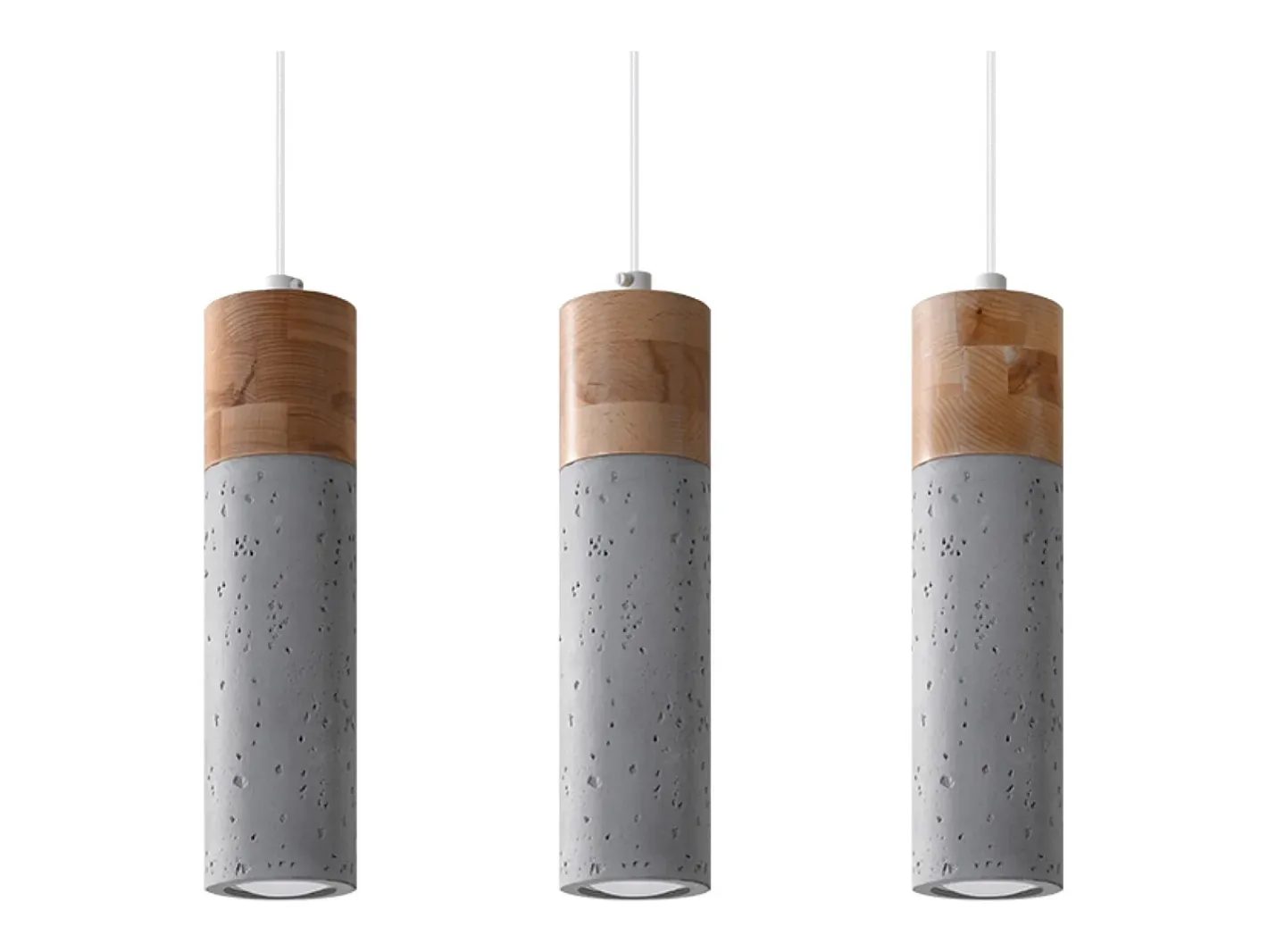 Sollux Lighting Lámpara Suspendida-Lámparas colgantes Avier industrial de betoNo aplicablerewno - 3 fuentes luminosas 3000K - L.45 x A.120 cm - /madera natural Gris