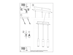 Sollux Lighting Lámpara Suspendida-Lámparas colgantes Avier industrial de betoNo aplicablerewno - 3 fuentes luminosas 3000K - L.45 x A.120 cm - /madera natural Gris