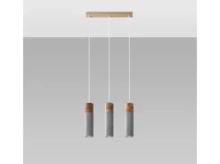 Sollux Lighting Lámpara Suspendida-Lámparas colgantes Avier industrial de betoNo aplicablerewno - 3 fuentes luminosas 3000K - L.45 x A.120 cm - /madera natural Gris