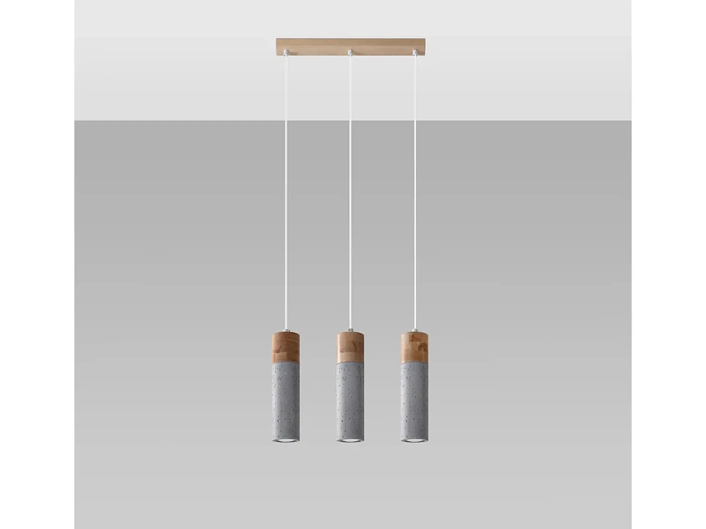 Sollux Lighting Lámpara Suspendida-Lámparas colgantes Avier industrial de betoNo aplicablerewno - 3 fuentes luminosas 3000K - L.45 x A.120 cm - /madera natural Gris