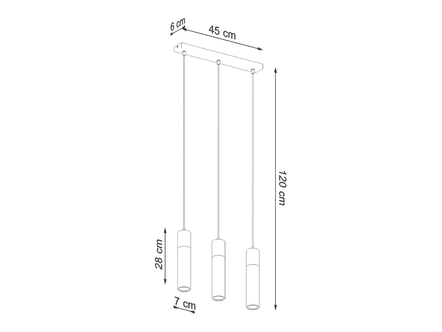 Sollux Lighting Lámpara Suspendida-Lámparas colgantes Avier industrial de betoNo aplicablerewno - 3 fuentes luminosas 3000K - L.45 x A.120 cm - /madera natural Gris