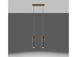 Sollux Lighting Lámparas colgantes Avier industrial de betoNo aplicablerewno - 2 fuentes luminosas 4000K - L.30 x A.120 cm - /madera natural Gris