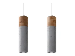 Sollux Lighting Lámparas colgantes Avier industrial de betoNo aplicablerewno - 2 fuentes luminosas 4000K - L.30 x A.120 cm - /madera natural Gris