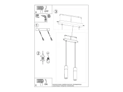 Sollux Lighting Lámparas colgantes Avier industrial de betoNo aplicablerewno - 2 fuentes luminosas 4000K - L.30 x A.120 cm - /madera natural Gris
