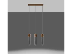 Sollux Lighting Lámparas colgantes Avier industrial de betoNo aplicablerewno - 3 fuentes luminosas 4000K - L.45 x A.120 cm - /madera natural Gris Discount
