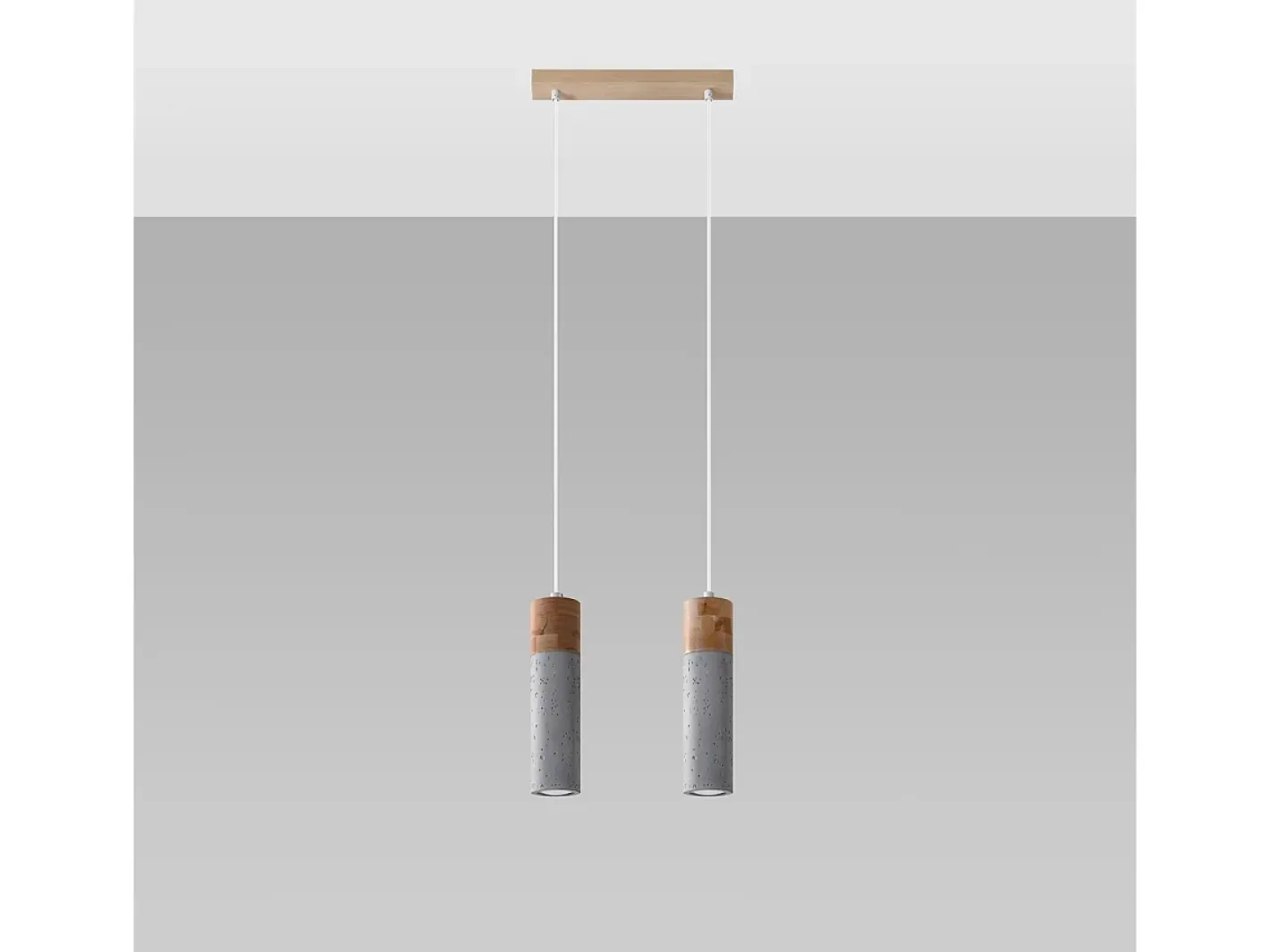 Sollux Lighting Lámpara Suspendida-Lámparas colgantes Avier industrial de betoNo aplicablerewno - 2 fuentes luminosas 3000K - L.30 x A.120 cm - /madera natural Gris