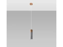Sollux Lighting Lámparas colgantes Avier industrial de betoNo aplicablerewno - 1 fuentes luminosas 3000K - L.10 x A.120 cm - /madera natural Gris Sale