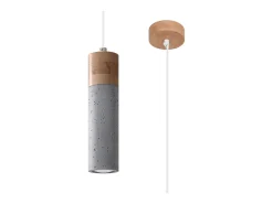 Sollux Lighting Lámparas colgantes Avier industrial de betoNo aplicablerewno - 1 fuentes luminosas 3000K - L.10 x A.120 cm - /madera natural Gris Sale