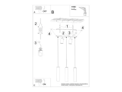 Clearance Sollux Lighting Lámparas colgantes Briix moderno de acero - 5 fuentes luminosas 3000K - L.45 x A.100 cm - Blanco