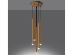 Sollux Lighting Lámparas colgantes Brill moderno de acero - 5 fuentes luminosas 4000K - L.25 x A.110 cm - Dorado New