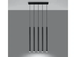 Discount Sollux Lighting Lámparas colgantes Brill moderno de acero - 5 fuentes luminosas 4000K - L.45 x A.90 cm - Negro