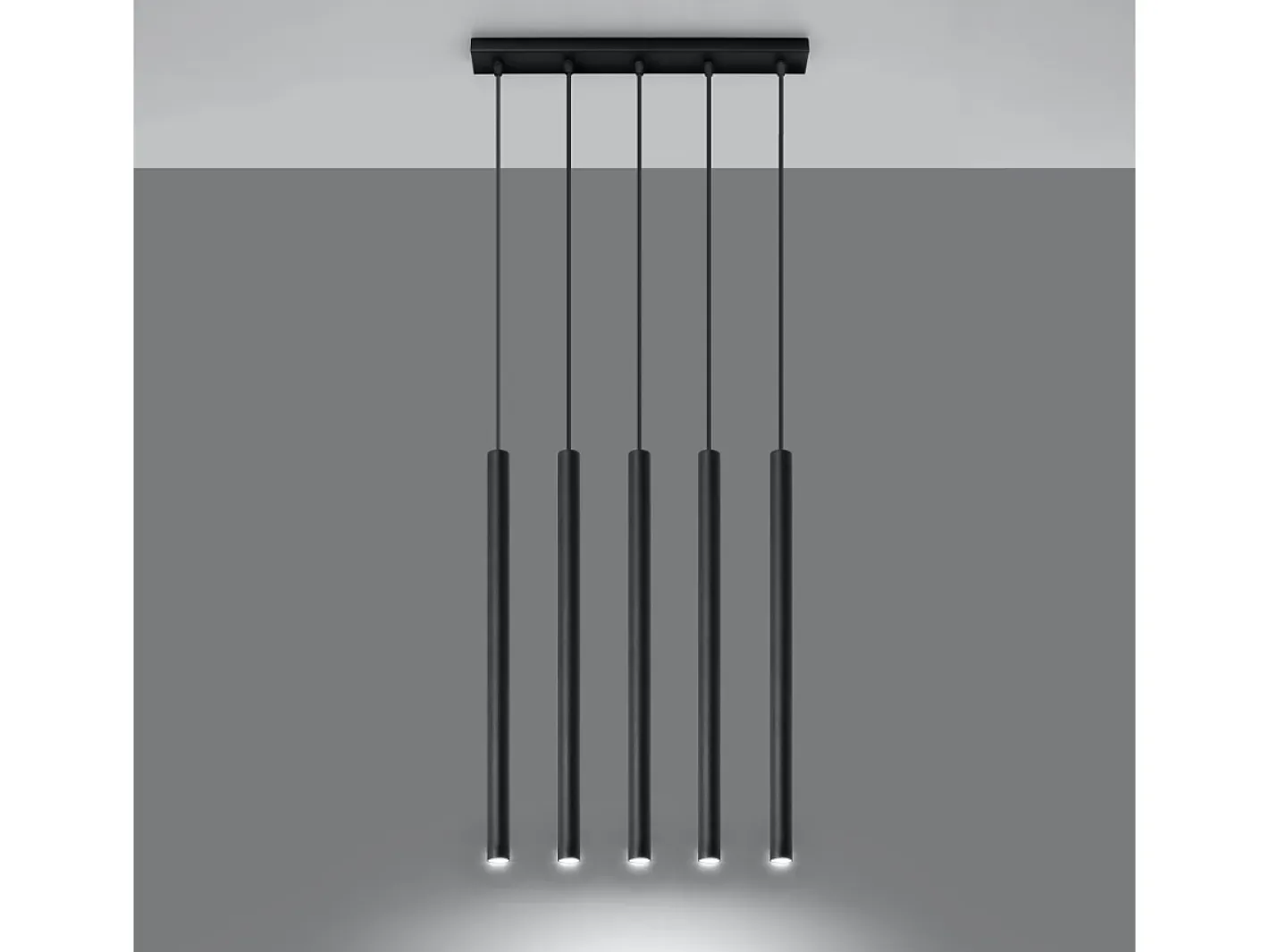 Discount Sollux Lighting Lámparas colgantes Brill moderno de acero - 5 fuentes luminosas 4000K - L.45 x A.90 cm - Negro