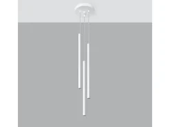 Sollux Lighting Lámpara Suspendida-Lámparas colgantes Brill moderno de acero - 3 fuentes luminosas 3000K - L.20 x A.90 cm - Blanco