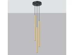 Outlet Sollux Lighting Lámparas colgantes Brill moderno de acero - 3 fuentes luminosas 3000K - L.20 x A.90 cm - brillo Dorado