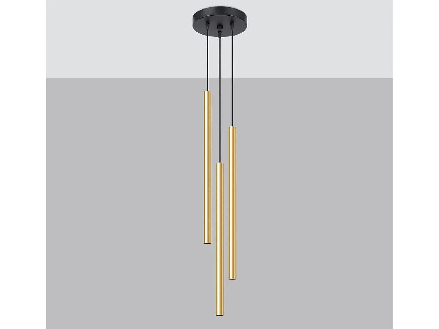 Outlet Sollux Lighting Lámparas colgantes Brill moderno de acero - 3 fuentes luminosas 3000K - L.20 x A.90 cm - brillo Dorado