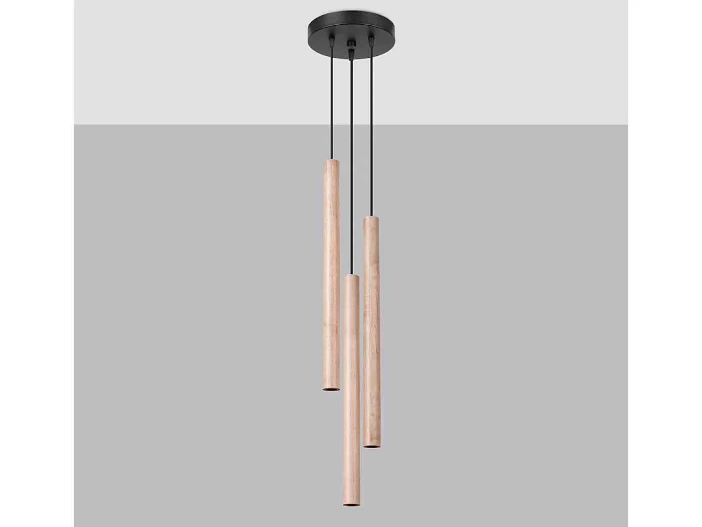 Sollux Lighting Lámpara Suspendida-Lámparas colgantes Brill moderno de acero/madera - 3 fuentes luminosas 3000K - L.19,5 x A.115 cm - madera Color natural claro