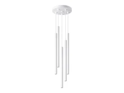 Hot Sollux Lighting Lámparas colgantes Brill moderno de acero - 5 fuentes luminosas 4000K - L.25 x A.110 cm - Blanco