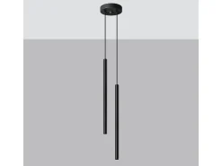 Online Sollux Lighting Lámparas colgantes Brill moderno de acero - 2 fuentes luminosas 3000K - L.15 x A.118 cm - Negro
