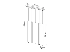 Discount Sollux Lighting Lámparas colgantes Brill moderno de acero - 5 fuentes luminosas 4000K - L.45 x A.90 cm - Blanco