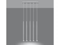 Discount Sollux Lighting Lámparas colgantes Brill moderno de acero - 5 fuentes luminosas 4000K - L.45 x A.90 cm - Blanco