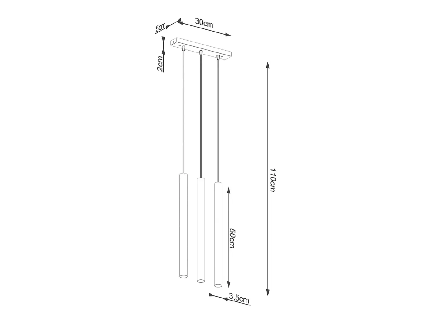 Sollux Lighting Lámpara Suspendida-Lámparas colgantes Brill moderno de concreto - 3 fuentes luminosas 3000K - L.30 x A.110 cm - Gris
