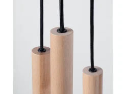 Sale Sollux Lighting Lámparas colgantes Brill moderno de acero/madera - 5 fuentes luminosas 4000K - L.25 x A.110 cm - madera Color natural claro