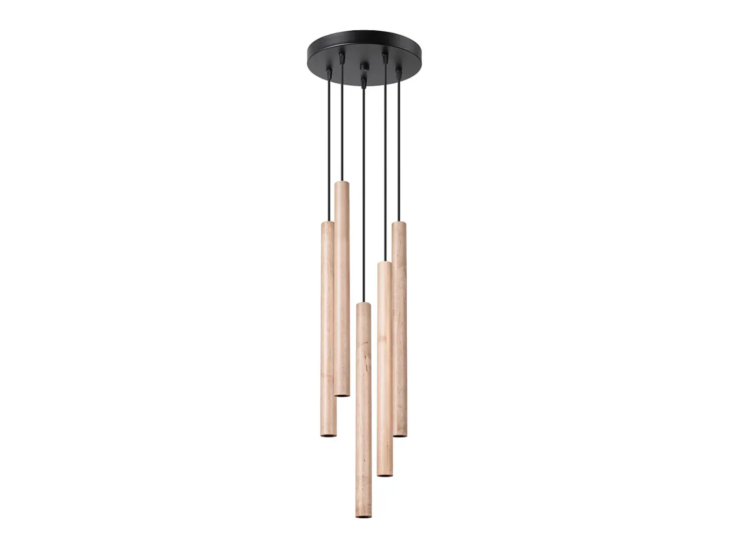 Sale Sollux Lighting Lámparas colgantes Brill moderno de acero/madera - 5 fuentes luminosas 4000K - L.25 x A.110 cm - madera Color natural claro
