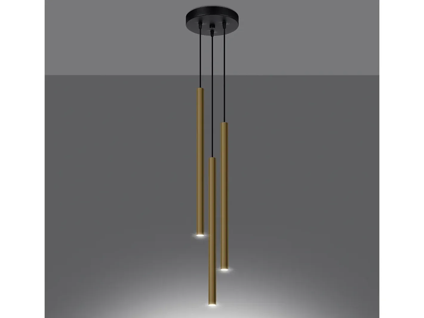 Best Sollux Lighting Lámparas colgantes Brill moderno de acero - 3 fuentes luminosas 4000K - L.20 x A.90 cm - brillo Dorado