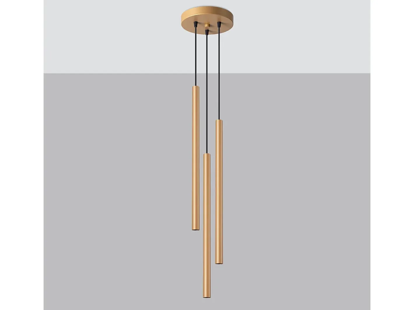 Outlet Sollux Lighting Lámparas colgantes Brill moderno de acero - 3 fuentes luminosas 3000K - L.20 x A.115 cm - Dorado