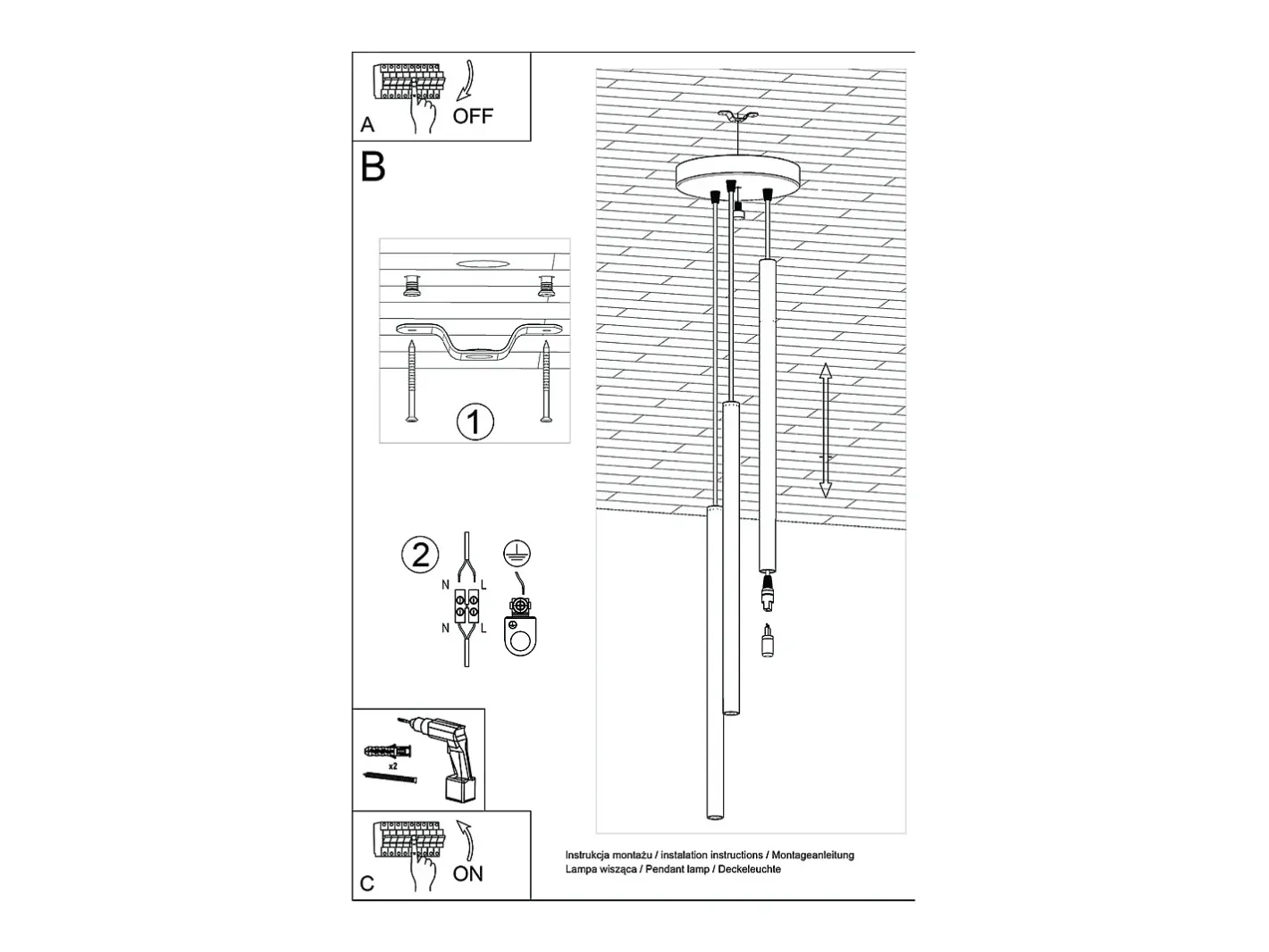 Best Sollux Lighting Lámparas colgantes Brill moderno de acero - 3 fuentes luminosas 4000K - L.20 x A.115 cm - Dorado