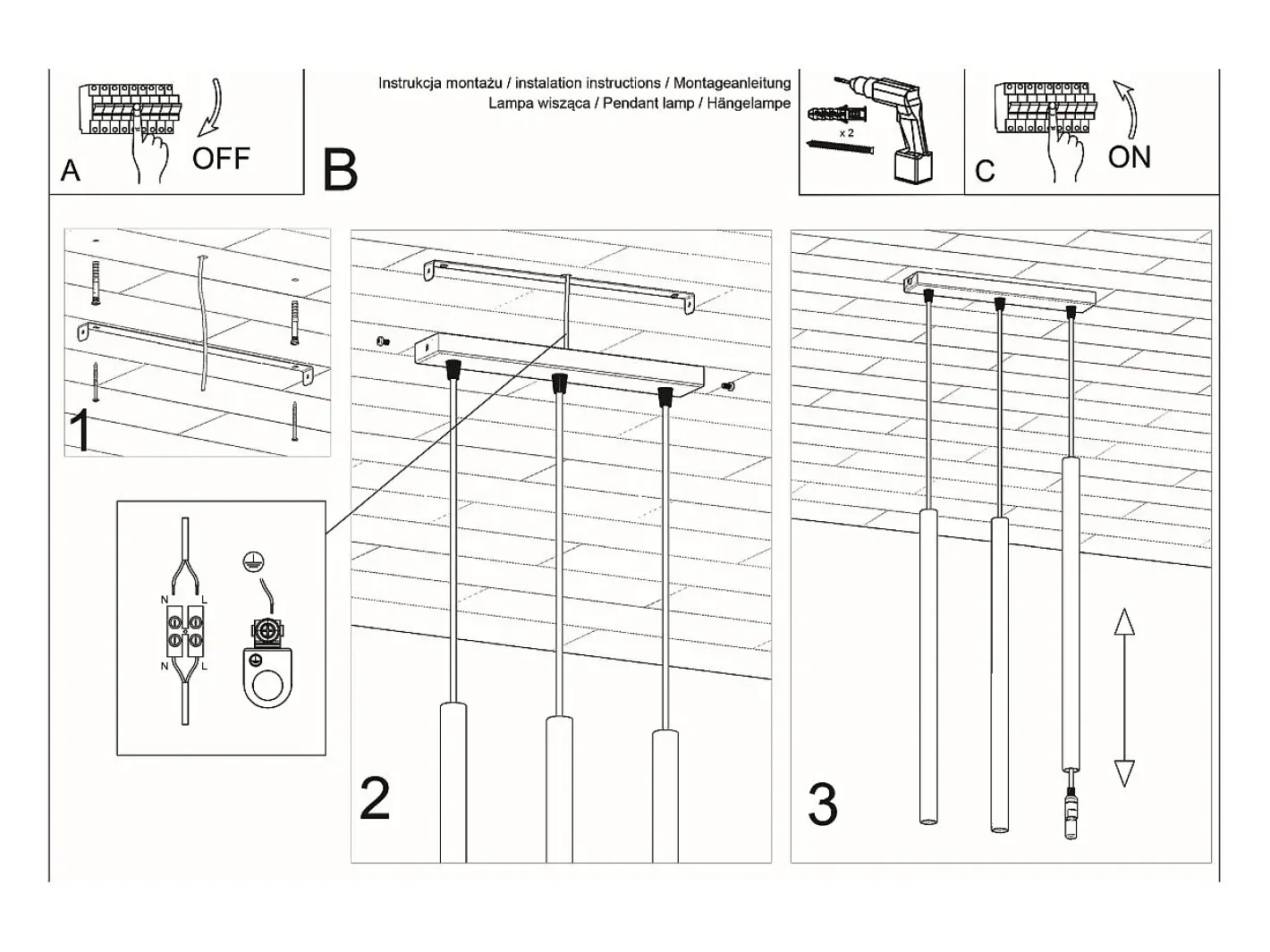 Sollux Lighting Lámparas colgantes Brill moderno de acero - 3 fuentes luminosas 3000K - L.30 x A.90 cm - Blanco Sale