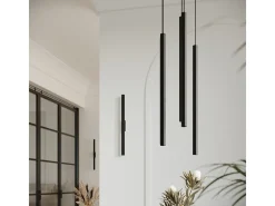 Clearance Sollux Lighting Lámparas colgantes Brill moderno de acero - 2 fuentes luminosas 4000K - L.15 x A.118 cm - Negro