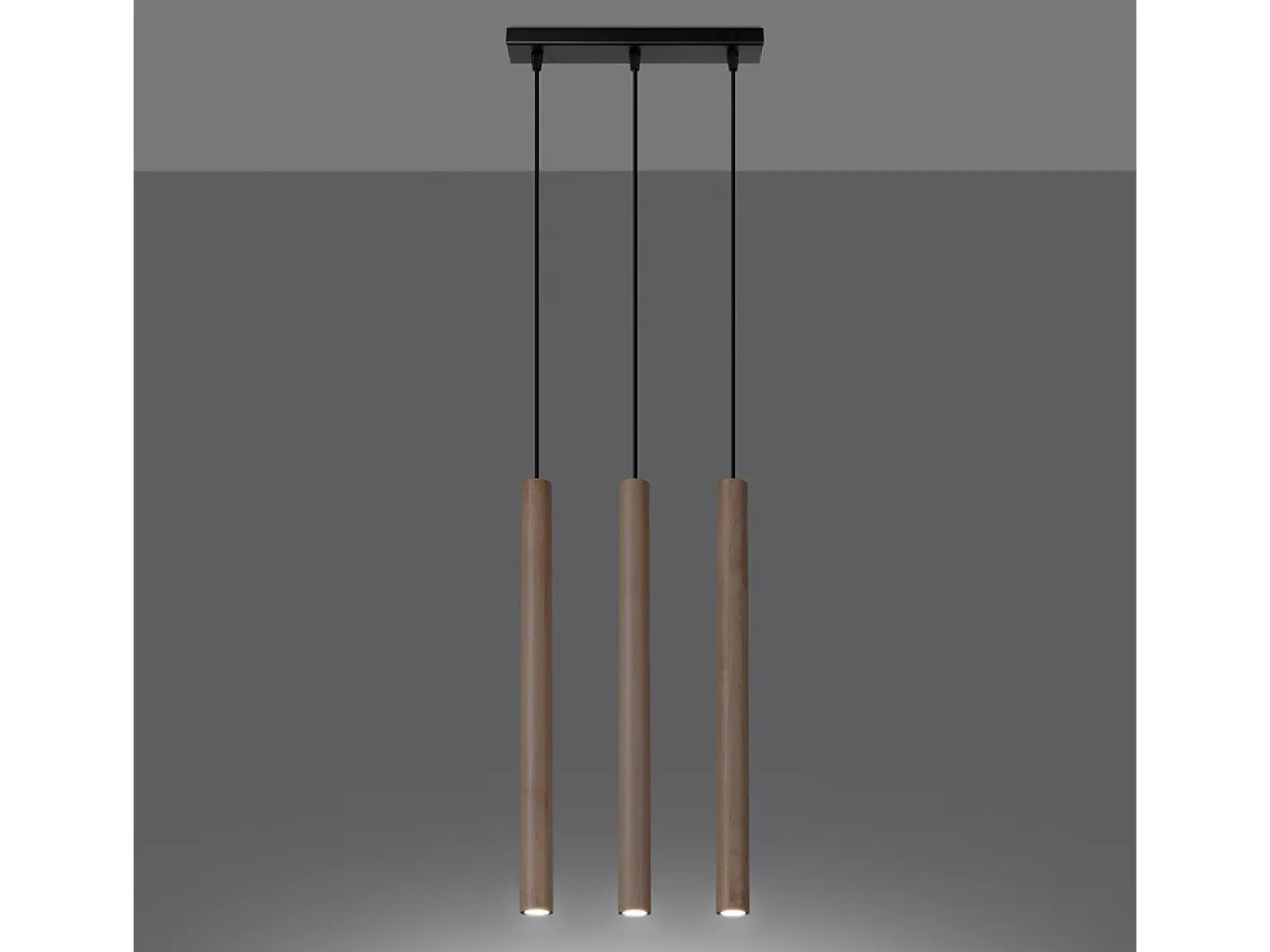 Discount Sollux Lighting Lámparas colgantes Brill moderno de acero/madera - 3 fuentes luminosas 4000K - L.30 x A.110 cm - madera Color natural claro
