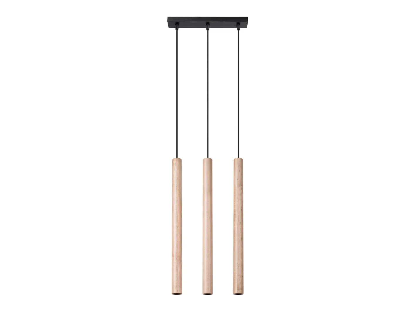 Discount Sollux Lighting Lámparas colgantes Brill moderno de acero/madera - 3 fuentes luminosas 4000K - L.30 x A.110 cm - madera Color natural claro