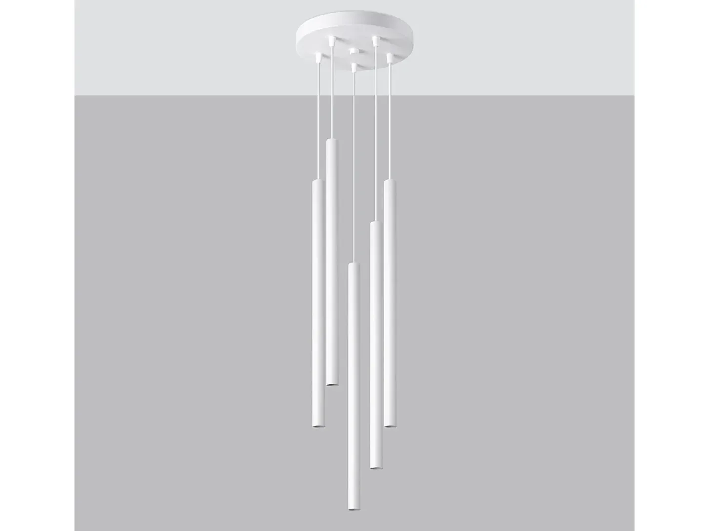 New Sollux Lighting Lámparas colgantes Brill moderno de acero - 5 fuentes luminosas 3000K - L.25 x A.110 cm - Blanco