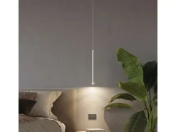 New Sollux Lighting Lámparas colgantes Brill moderno de acero - 5 fuentes luminosas 3000K - L.25 x A.110 cm - Blanco