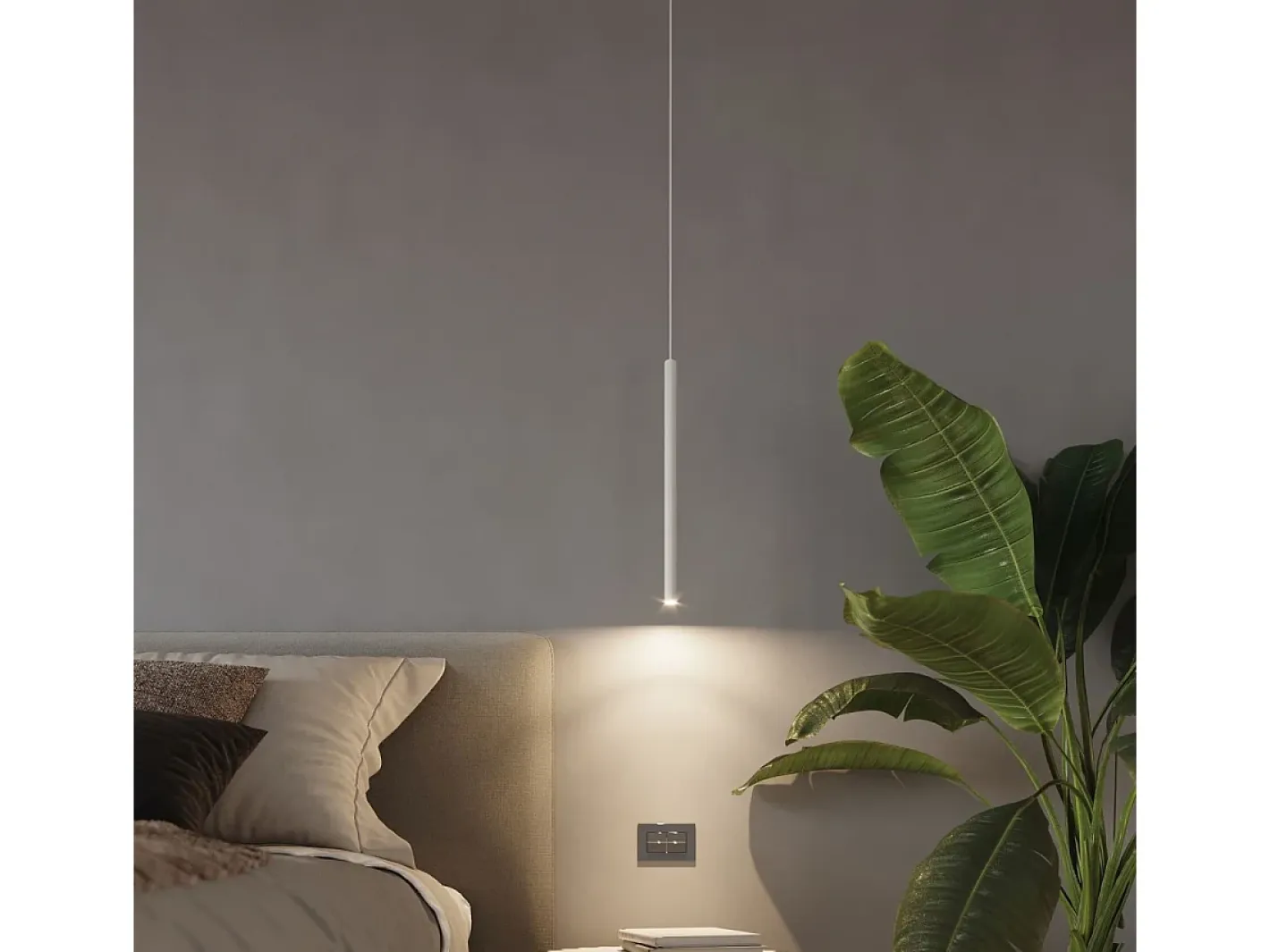 New Sollux Lighting Lámparas colgantes Brill moderno de acero - 5 fuentes luminosas 3000K - L.25 x A.110 cm - Blanco