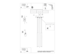 New Sollux Lighting Lámparas colgantes Brill moderno de acero - 5 fuentes luminosas 3000K - L.25 x A.110 cm - Blanco