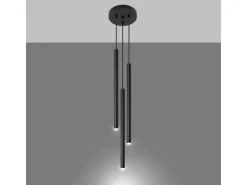 Sollux Lighting Lámparas colgantes Brill moderno de acero - 3 fuentes luminosas 4000K - L.20 x A.90 cm - Negro Clearance